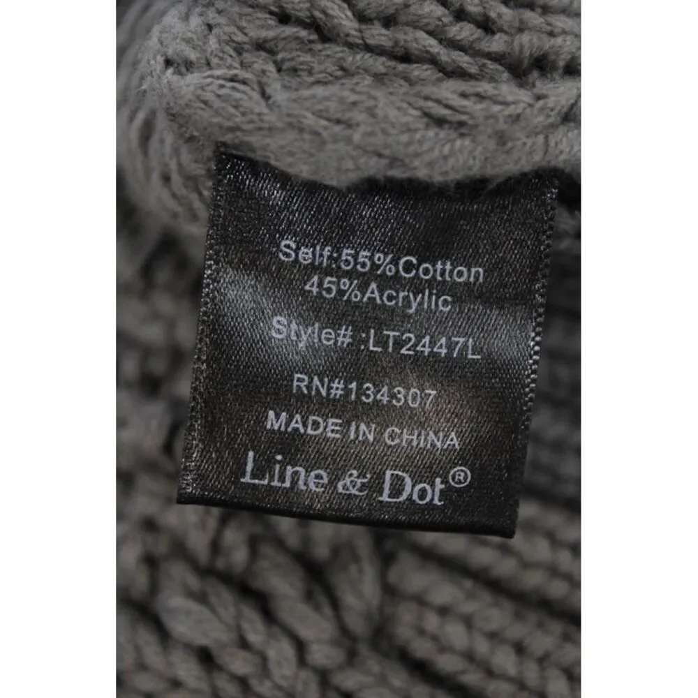 Line And Dot Womens Cotton Boxy Chunky Knit Pullover Sweater Gray Size S